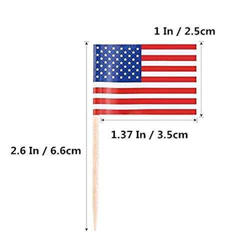JSDOIN American Flag Picks Flag Toothpicks Cocktail Sticks Cupcake Toppers, 100 Count