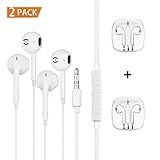 Earbuds,headsets,earphones with Microphone New Earphones for 6s 6 Plus 5s 5 4s 4 SE 7 8 IOS S8 S7 S6 Note 1 2 3 Earbuds Earphones 2 pack Headphones(White)