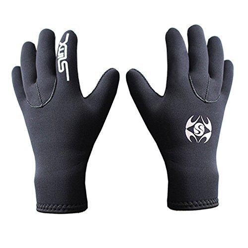 Soulfeel Diving Gloves Neoprene,3mm SCR Durable and Flexible Thermal Materials for Snorkeling Swimming Surfing Sailing Kayaking Diving(Black-M)