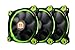 Thermaltake Riing 12 High Static Pressure Circular Ring Green LED Case/Radiator Fan with Anti-Vibration Mounting System Triple Pack Cooling CL-F055-PL12GR-A