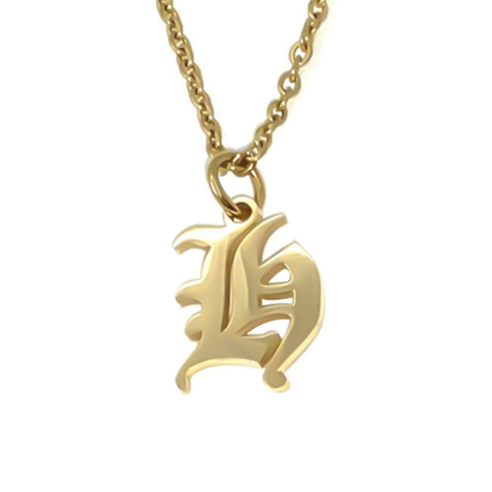 Elefezar Old English Initial Alphabet Letter Necklace, Metal