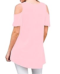 Afibi Women's Casual Short Sleeve Cold Shoulder