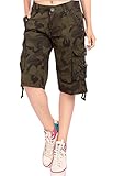 Chouyatou Women's Casual Multi-Pocket Camouflage Print Bermuda Cargo Shorts
