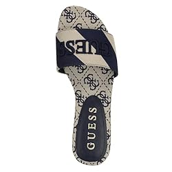 Guess Women's HARINI Flat Sandal, Dark Blue/White