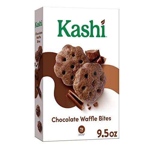 KASHI COLD BREAKFAST CEREAL, VEGAN, MADE WITH WHOLE GRAINS, CHOCOLATE WAFFLE BITES, 9.5OZ BOX (1 BOX)
