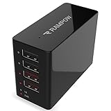 iPad Charger Rampow 4-ports 2.4A &1A/34W USB Wall Travel Charger with foldable plug for iPhone 5/5C/5S/SE/6s/6s plus/6/6 plus/7/iPad mini/pro, Samsung Galaxy, Blackberry-Black&Red