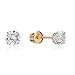 10k Yellow Gold 4mm Basket Round CZ Cubic Zirconia Solitaire Children Screw Back Baby Girls Earrings