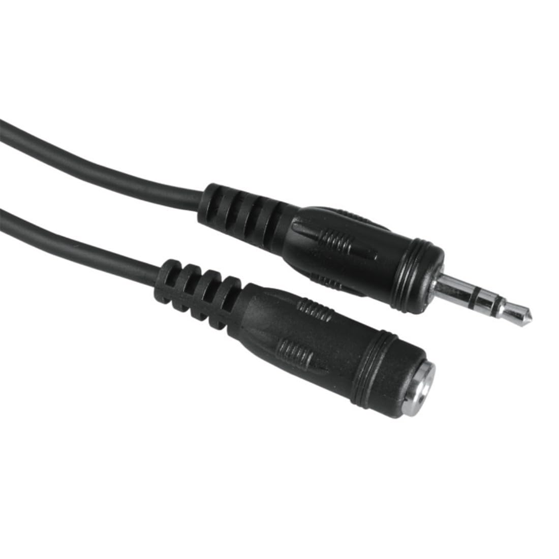 Hama 3.5 mm Stereo Jack Extension Male to 3.5 mm Jack Socket (Mini Jack Cable 3.5 mm, 5 m, 2 Cores, Basket) Black