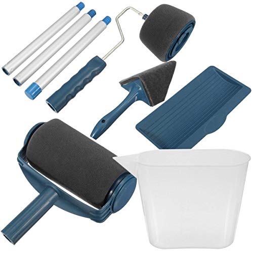 Paint Roller Brush Kit 7 Pcs, Roller Paint Runner Handle Tool, Pintar Facil Paint Brush Roller, Paint Runner Pro, Wall Painting, for Home Office Room Multifunction Roller Paint Brush Set