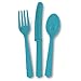 Teal Plastic Silverware Set for 6 Guests (18pcs)
