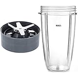 NutriBullet Compatible 32oz Cup &amp; Blade Replacement Set - Tall Blender Cup &amp; 6 Fin Extractor Blade Accessories