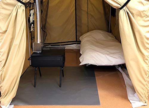 Montana Canvas Wood Stove Fireproof Mat, 5'x4' 17oz Silver Fabri Cote Silicone Fireproof mat w/Grommets for Under a Wood Burning Stove or sidewall, Fireproof Material, Heat Resistant Fire Mat