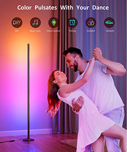 Smart Corner Floor Lamp 55" – Color Changing RGBWW With Alexa, App & Music Sync For Living Room & Gaming