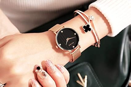 WZFCSAE Mode Zifferblatt Dame Uhren Voller Stahl Frauen Kleid Uhr Einfache Mesh Gürtel Schwimmen Uhr Valentine,