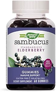 Nature's Way Sambucus Black Elderberry Gummies with Vitamin C and Zinc, 60 Gum