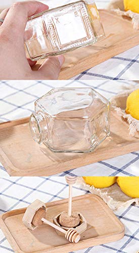 Liitrton Hexagon Shape Honey Pot Jar with Dipper Heat-Resistant Glass Storage Container for Home Kitchen (S) - Thumbnail 6