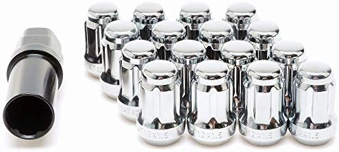 APE RACING Chrome M12x1.5 Lug Nuts - Forged Steel Spline Lug Nut 12x1.5 Tapered (Pack of 16 with 1 Socket Keys) for UTV Can-Am Polaris,Closed End Bulge Acorn Wheel Nuts 60 Degree Conical Seat