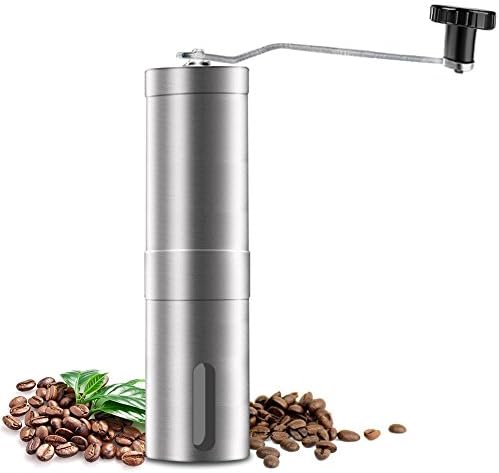 Manual Coffee Grinder, Portable Stainless Steel Hand Coffee Bean Grinder Adjustable Ceramic Conical Burr Mill Great for Home Travel &amp; Camping