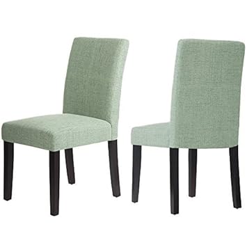 Merax Wf015973faa Classic Fabric Dining Chairs With Solid Wood Legs Set Of 2 Green