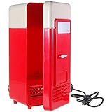 Mini PC USB Fridge, HQF® Portable USB Beverage Drink Cans Fridge USB Powered Cooler & Warmer Car Refrigerator for Cold / Hot Beverage Drinks (Red)