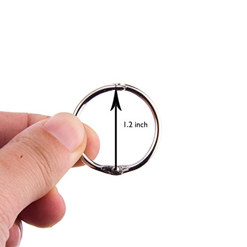 Kootiko 100 Pcs Loose Leaf Book Rings Assorted Sizes, Metal Binder Rings Keychain Key Ring Nickel Plated 1.2 inch 1.5 inch 1.8 inch 2 inch for Scrapbook Notebook Office Supplier School