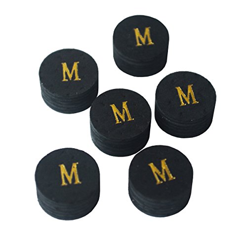 Collapsar 6pcs 14mm Black Multiple Layer Pigskin Pool Cue Tips H M S (M)
