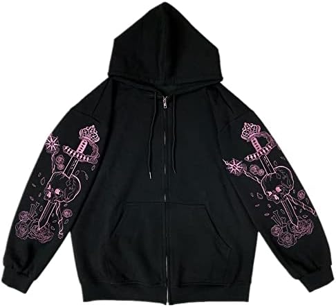 leather hoodie ダークウェア archive y2k grunge Amazon.com: Women Gothic Hoodie Skull Y2k Zip Up Hooded Sweatshirt