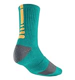 Men's Nike LeBron Elite Crew Basketball Socks L/G/8-12 Turbo Green/Atomic Melon