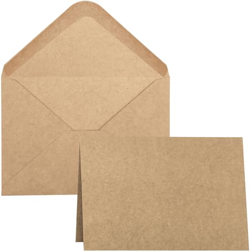 50 Pack Blank Cards and Envelopes 4.2 x 6.0 inches, Brown Blank Note Cards Greeting Cards and Envelopes Set, Folded Cardstock with Envelope for DIY Greeting Card, Thank You Card, Invitations