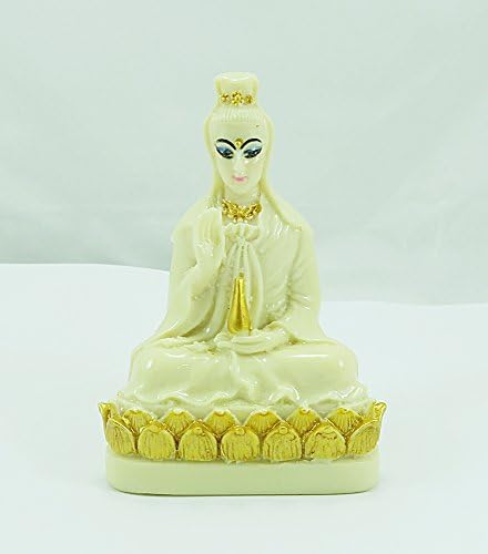 3.25”h Guan Yin Sitting on Lotus Base Posture: Cream