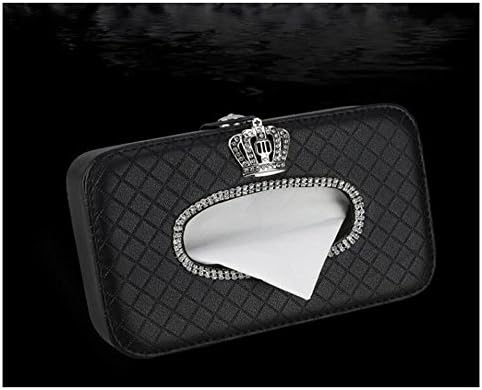BlingSHD Car Back Seat Hanging Tissue Cover Paper Holder with Crystal Crown - Black
