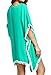 Adreamly Women's Pom Pom Trim Kaftan Chiffon Swimwear Bathing Suit Beach Cover Up Light Green Medium