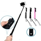 Selfie Stick,Paladineer Extendable Integrated Self Portrait Wireless Bluetooth Remote Camera Shooting Shutter Monopod Selfie Handheld Stick Pole With Carabiner And Charging Cable(For Free) Specially designed for IOS And Android System Mobile Cell Phone Fit for Different Width Dimension of The Mobile Phone Black