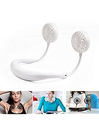 Ventilador portátil USB recargable con ventilador de doble cabezal de viento, sin manos, para camping, viaje, oficina, habitación de niños, cochecito S