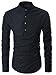 GARSEBO Beloved Men Henley Neck Long Sleeve Daily Look Linen Shirts (S, Black)