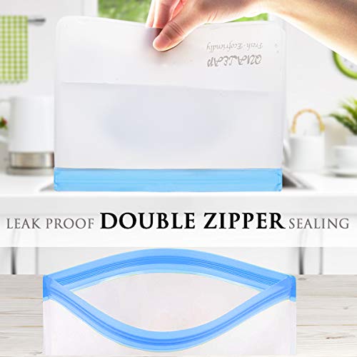 Reusable Gallon Freezer Bags (1 Gallon, Set of 5) - Leakproof Ziplock Reusable Storage Bags for Sandwich, Snack, Meat, Vegetables, Fruit etc.