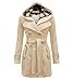 Geben Women's Winter Warm Fleece Check Hooded Double Breast Coat Jacket