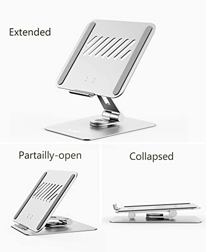 Adjustable Laptop Stand with 360 Rotating Base,360°Swivel & Adjustable Laptop Stand for Desk,Foldable&Portable Notebook Riser for MacBook Air Pro, All Laptops up to 17 inches,Sliver …