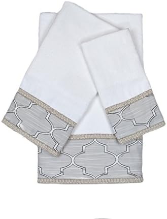 Austin Horn En Vogue Austin Horn En'vogue Stanton Gimp White 3 piece Decorative Embellished Towel Set,White