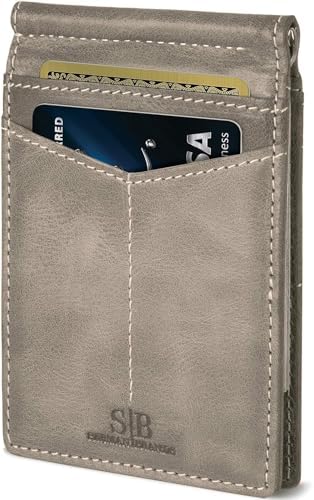 SERMAN BRANDS Slim RFID Blocking Wallet – Genuine Leather Bifold With Money Clip, Front Pocket Minimalist Design