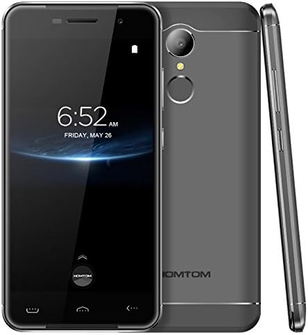 HOMTOM HT37 Pro - Android 7.0 4G Smartphone, Quad Core 1.3GHz 3GB RAM 32GB ROM, 5 inch 2.5D glass screen, Double speakers & Breathing light, 8MP + 13MP Fingerprint - Gray
