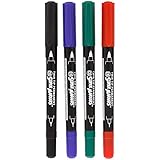 Super Markers CD/DVD 4 Color Twin Tip Permanent Markers - Bullet Tip and Signature Tip