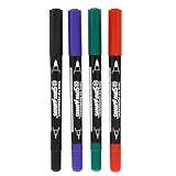 Super Markers CD/DVD 4 Color Twin Tip Permanent Markers - Bullet Tip and Signature Tip