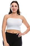 Kurve Plus Size The Excellent Stretchy Tube Top (1XL-3XL) -Made in USA- (1XL-3XL, White)