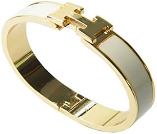 Gotomore 2015 Summer Popular Stylish Stainless Steel Anti-allergic H-shaped Buckle Bracelet Bangle -Gold + White