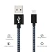 BULESK USB iPhone Cable 6' Nylon Braided Lightning to USB iPhone Charger Cord for iPhone 7 Plus 6S 6 SE 5S 5C 5, iPad 2/3/4 Mini Air Pro, iPod - Black/Blue, 3 Piece