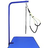 Downtown Pet Supply Grooming Arm with Clamp (36" Adjustable Arm-Blue) and Dog Grooming Loop + Free Small/Medium No Sit Haunch Holder