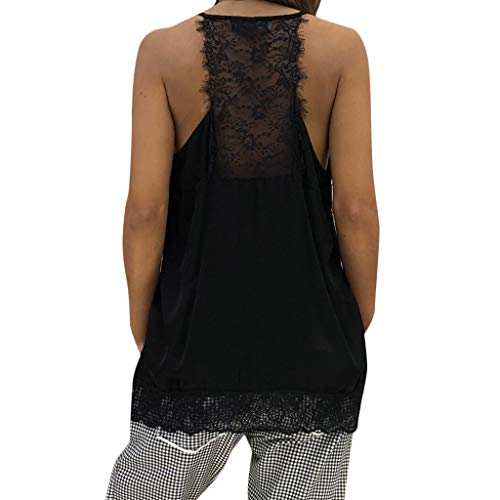 image for iYBUIA Sexy Women Lace Tank Tops Patchwork Insert V-Neck Sling Loose T