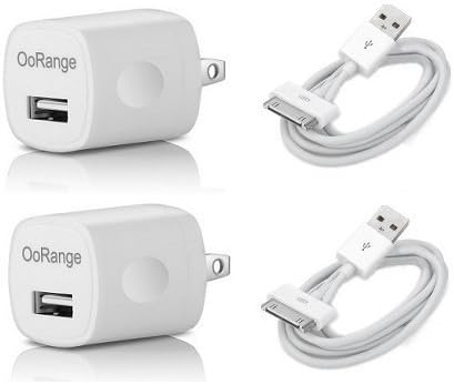 OoRange Charger Set 2x Data Transfer Syncing Usb + 2x Wall USB Charger For iPhone 4 4S iPhone 3 iPod 1th 2nd 3rd 4th Gen
