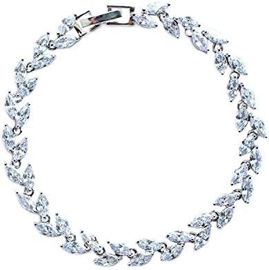 ZeusGem Silver Plated Crystal Tennis Bracelet Bridal Wedding Jewelry Cubic Zircon Bracelets for Women